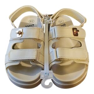 Kids Cream Sandals Size 13 Youth
